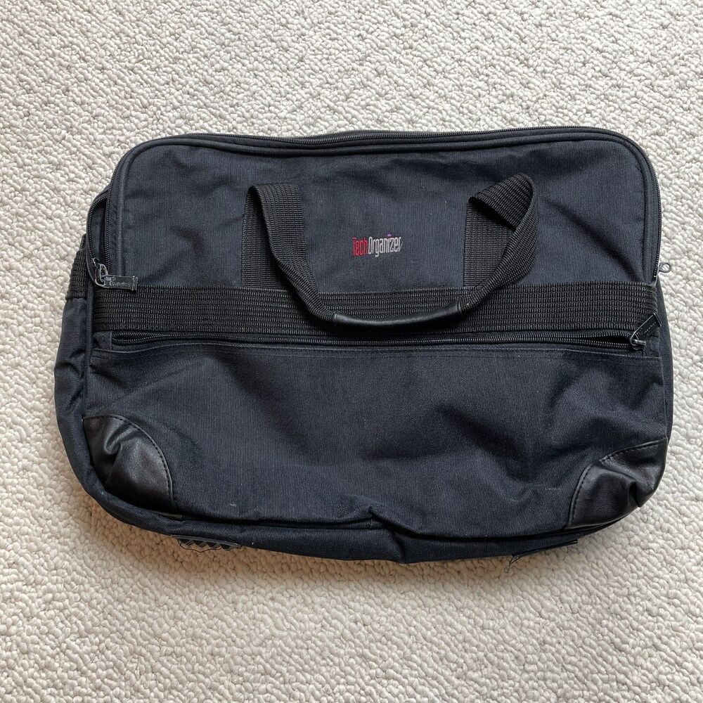 Tech Organizer Laptop Executive Messenger Travel Bag Expandable Zip Pockets